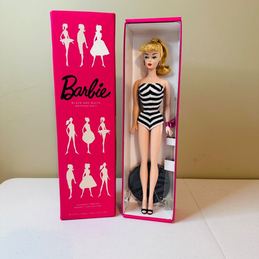 Mattel Black & White Bathing Suit Barbie Doll & Certificate of Authenticity NRFB